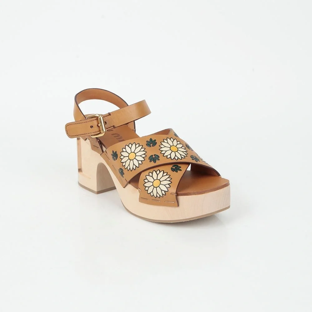 MIU MIU Platform Leather Sandals 37 - Picture 5 of 15